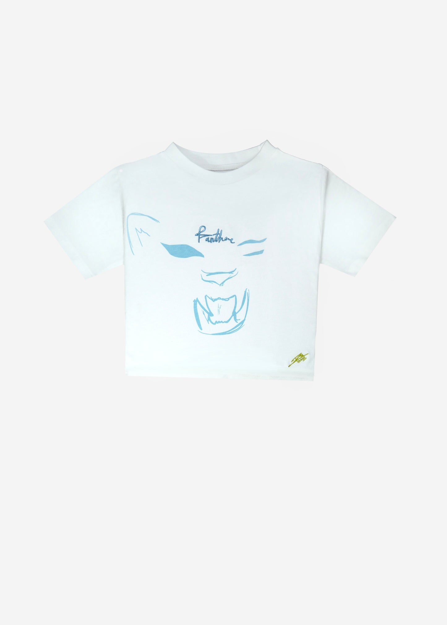 White Panther Cropped Baby Tee