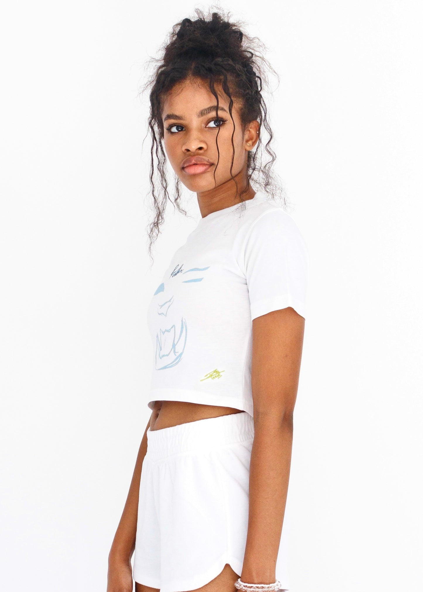 White Panther Cropped Baby Tee