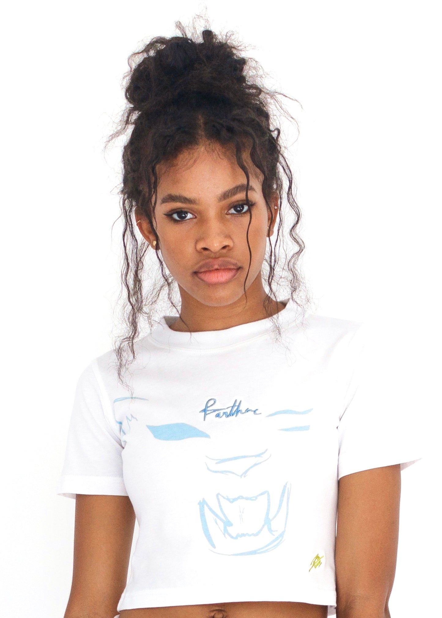 White Panther Cropped Baby Tee